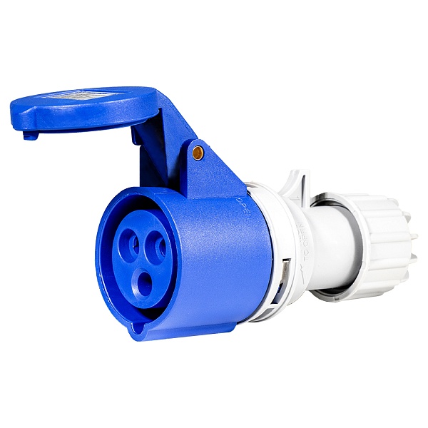 BELBOX BB-213N, розетка силовая кабельная, 16А, 220В, 3P, 2P+E, IP44, синяя