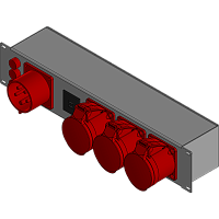 BELBOX BB-3224-2MR, устройство распределительное 19", вход CEE-380В/32А, выход 3хCEE-380В/16A, три индикатора включения фаз, USB-порты