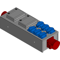 BELBOX BB-3203-1PP, устройство распределительное, вход CEE-380В/32А, выход CEE-380/32A + 6хSCHUKO-220В/16А, модульные автоматы, модульные индикаторы