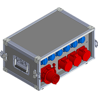 BELBOX BB-3233-1PR, устройство распределительное в кейсе, вход CEE-380В/32А, выход 3xCEE-380В/16А + 6хSCHUKO-220В/16А, индикаторы