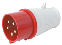 BELBOX BB-025, вилка силовая кабельная, 32А, 380В, 5P, 3P+N+E, IP44, красная