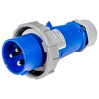 BELBOX BB-0132X, вилка силовая кабельная, 16А, 220В, 3P, 2P+E, IP67, синяя
