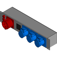 BELBOX BB-1624-2MR, устройство распределительное 19", вход CEE-380В/16А, выход 3хCEE-220В/16A + USB-порты, индикаторы