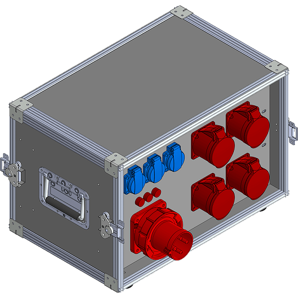 BELBOX BB-6310-1PR, устройство распределительное в кейсе, вход CEE-380В/63А, выход 4xCEE-380В/32А + 3хSCHUKO-220В/16А, индикаторы