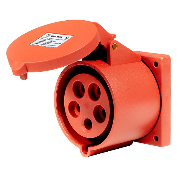 BELBOX BB-325N, розетка силовая стационарная, 32А, 380В, 5P, 3P+N+E, IP44, красная