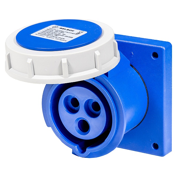 BELBOX BB-3132N, розетка силовая стационарная, 16А, 220В, 3P, 2P+E, IP67, синяя